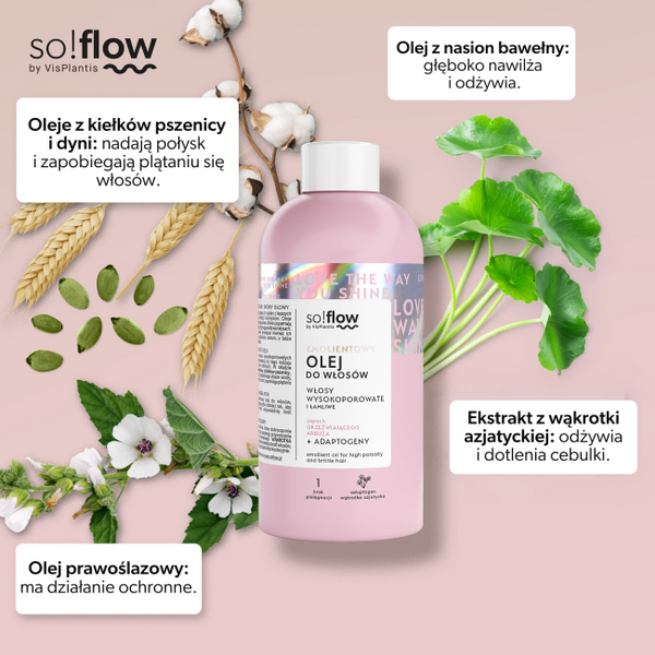 So!Flow Emolientowy Olej do Włosów Wysokoporowatych i Łamliwych 150ml