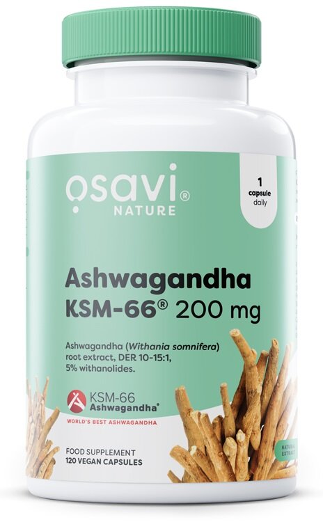 Osavi Ashwagandha KSM-66 200mg 120 wegańskich kapsułek na wsparcie w stresie