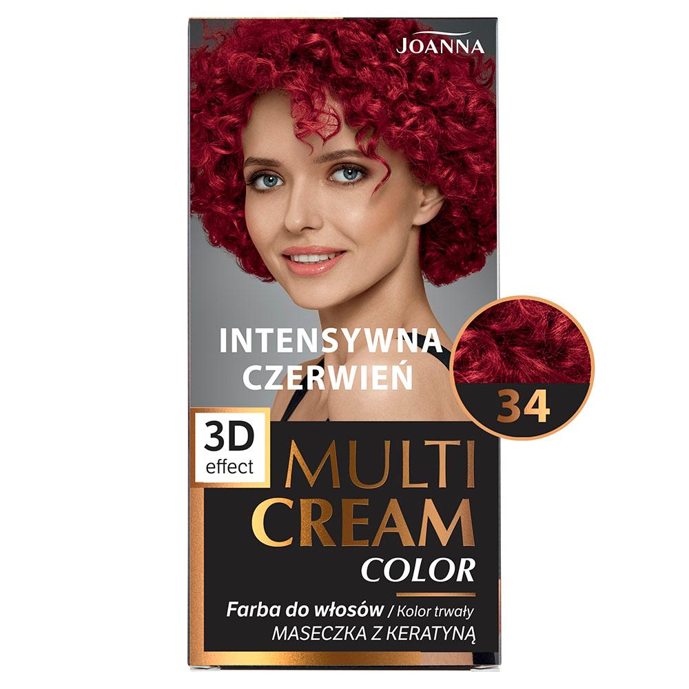 Joanna Multi Cream Color 3D Effect Hair Dye with Long-Lasting Effect No. 34 Intense Red 1 Piece