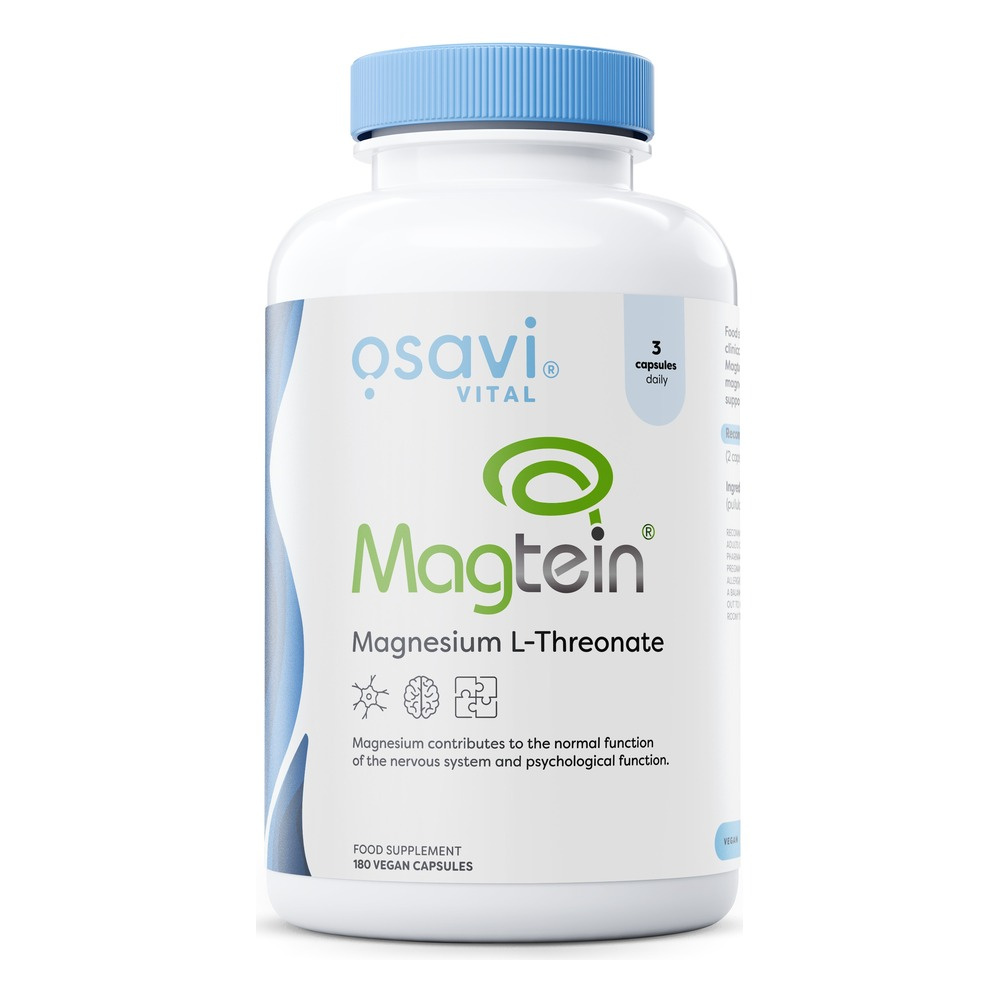 Osavi Magtein Magnesium L-threonate Wysoko Przyswajalna Forma Magnezu dla Mózgu i Układu Nerwowego 180 Kapsułek