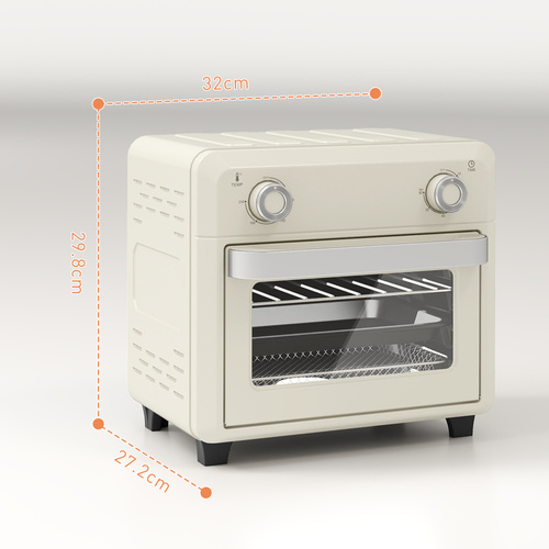 HOMCOM 10L Air Fryer Oven, Mini Oven, Oil Free Cooking, Grill, Roast, Bake, with Adjustable Temperature, Timer, Dishwasher Safe, 1000W, Cream White