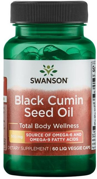 Swanson Black Cumin Seed Oil 500mg Czarny Kmin Olej 60 Kapsułek