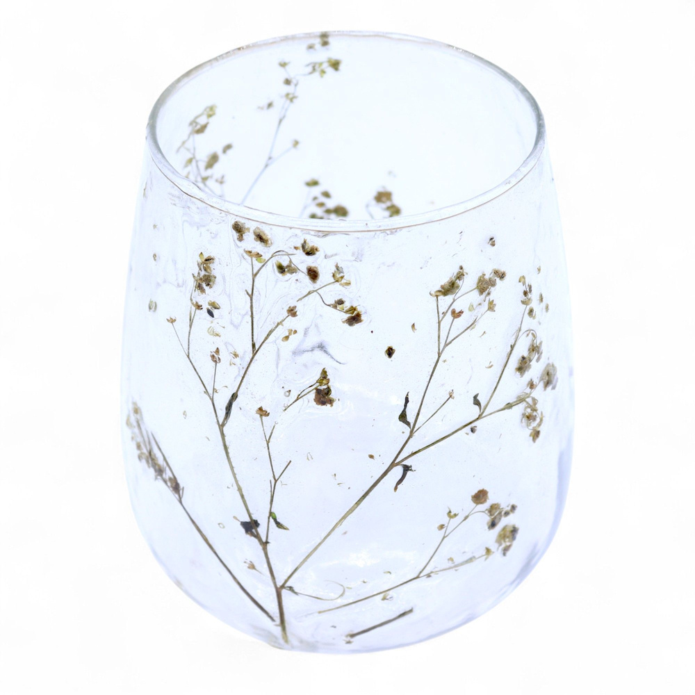 Natural Floral Glass - Vase Candle Holder - Margarita  - (12x11cm)