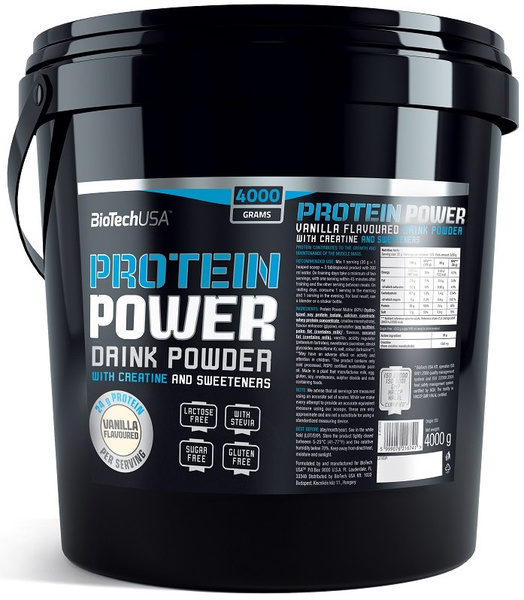 BioTechUSA Protein Power Vanilla Protein Supplement For Muscle Mass 4000g