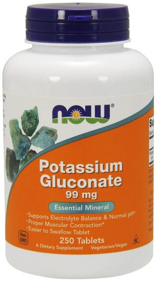 Now Foods Potassium Gluconate 99mg Potassium Gluconate Supports Muscle Health 250 Tablets