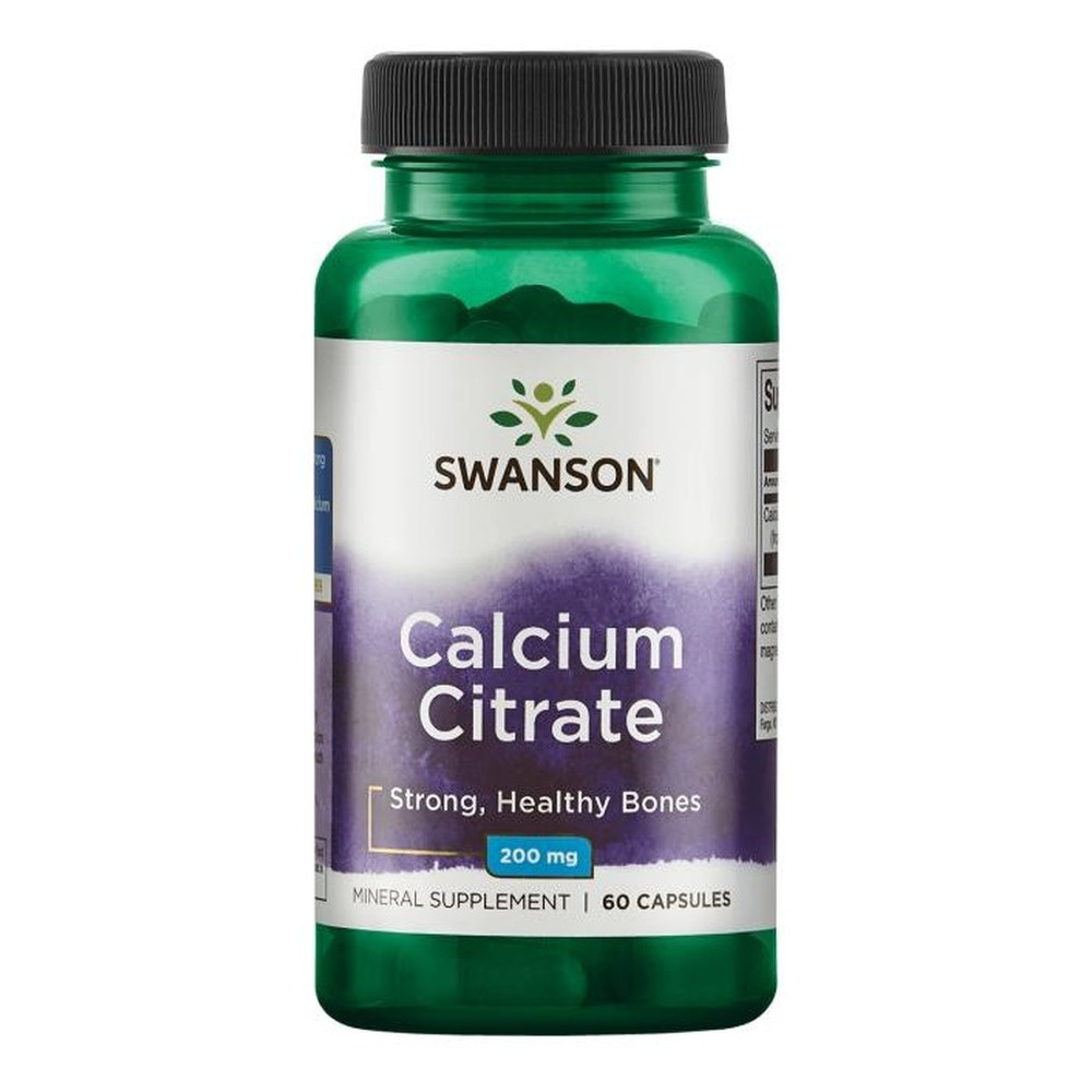 Swanson Calcium Citrate 200mg Cytrynian Wapnia 60 Kapsułek
