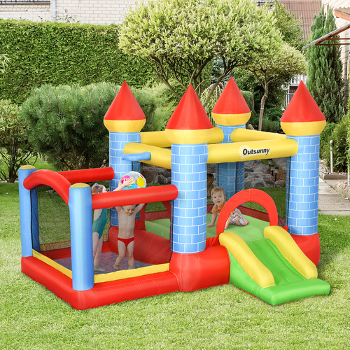 Outsunny Kids Bounce Castle Inflatable Trampoline Slide Pool Basket for Kids Age 3-10, 3 x 2.75 x 2.1m