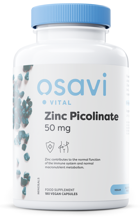 Osavi Cynk Pikolinian 50mg 180 kapsułek wegańskich na odporność skórę i włosy