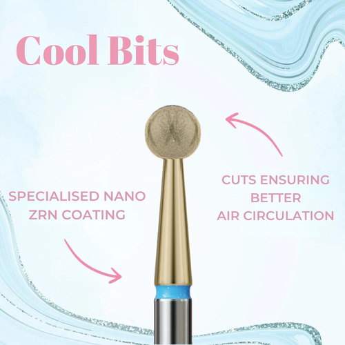 IQ Nails Cool Bits Gold Line Frez Diamentowy do Paznokci w Kształcie Kuli Średnio Drobny 3,1mm Powłoka ZRN X524.031_Z 1 Sztuka