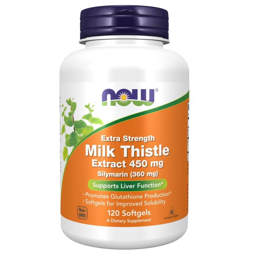 Now Foods Milk Thistle Extract 450mg Extra Strength Ostropest Plamisty 120 Kapsułek