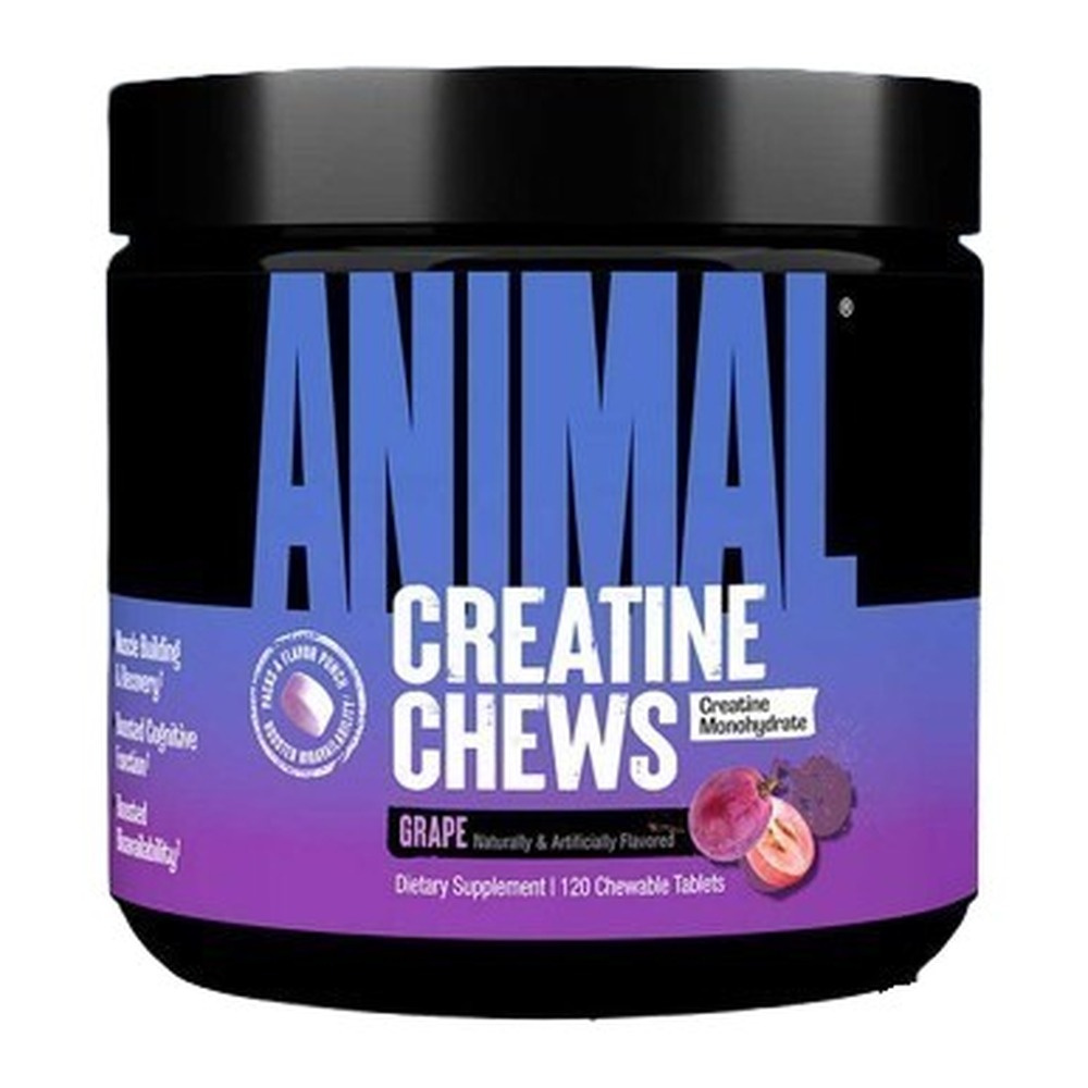Animal Creatine Chews Tabletki do Żucia o Smaku Winogronowym na Siłę Mięśni 120 Tabletek