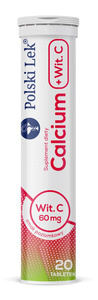 Polski Lek S.A. Calcium 300 + Vitamin C Wild Strawberry 20 Effervescent Tablets
