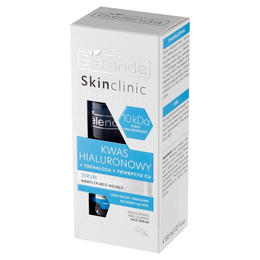 Bielenda Skin Clinic Professional Kwas Hialuronowy Serum Nawilżająco-Kojące dla Skóry Suchej i Wrażliwej na Dzień i na Noc 30ml