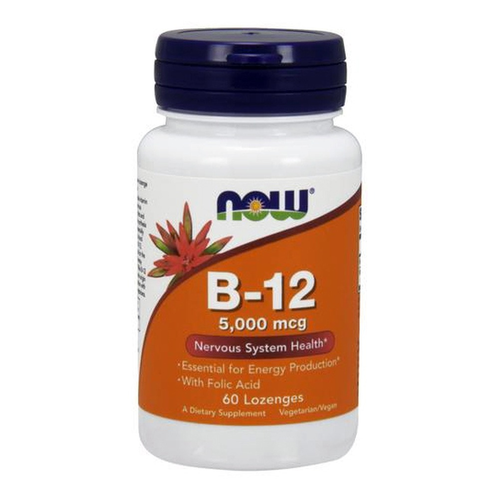 Now Foods Vitamin B-12 z Kwasem Foliowym 5000mcg 60 Kapsułek