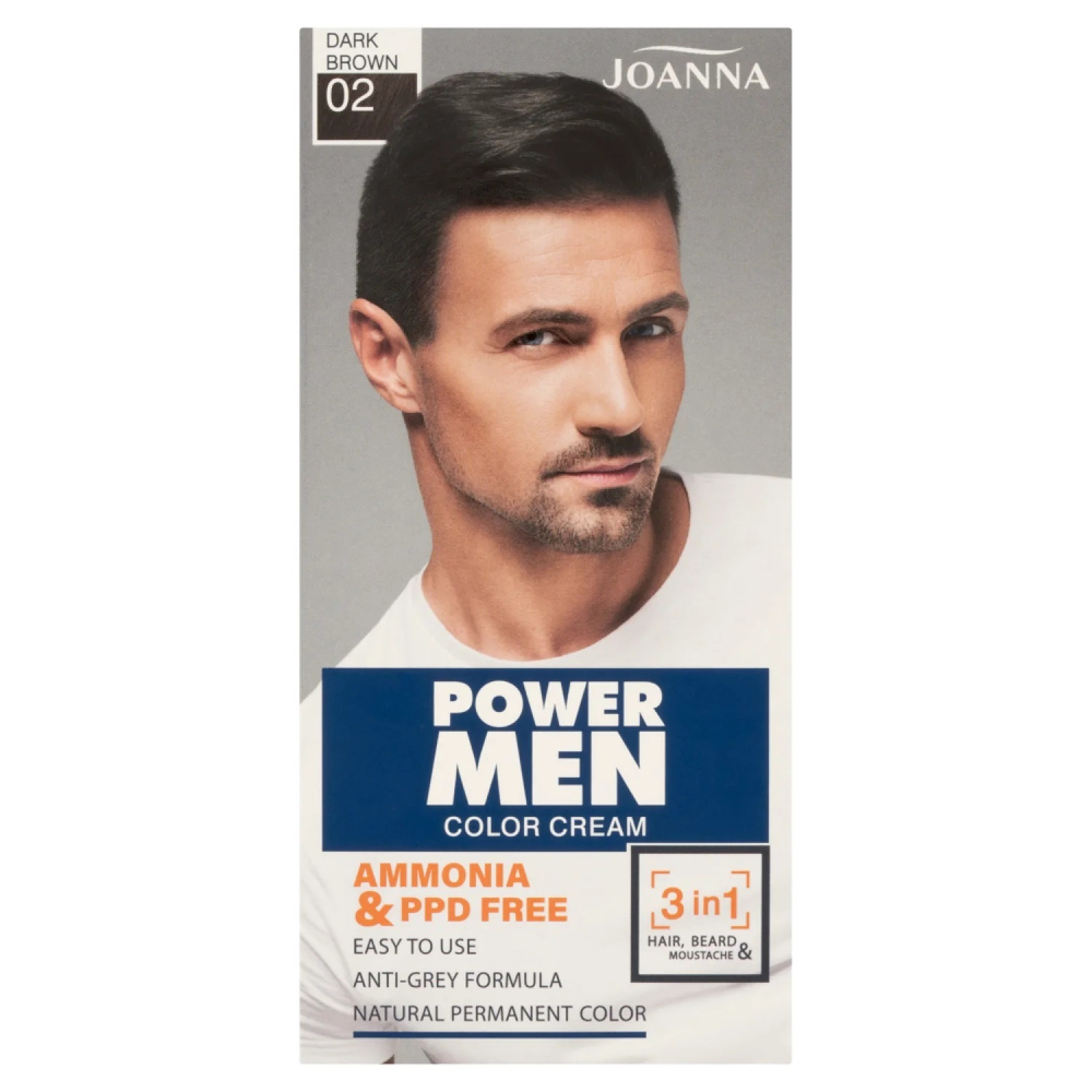 Joanna Power Men Color Cream 3in1 Hair Dye for Men No. 02 Dark Brown 1 Piece