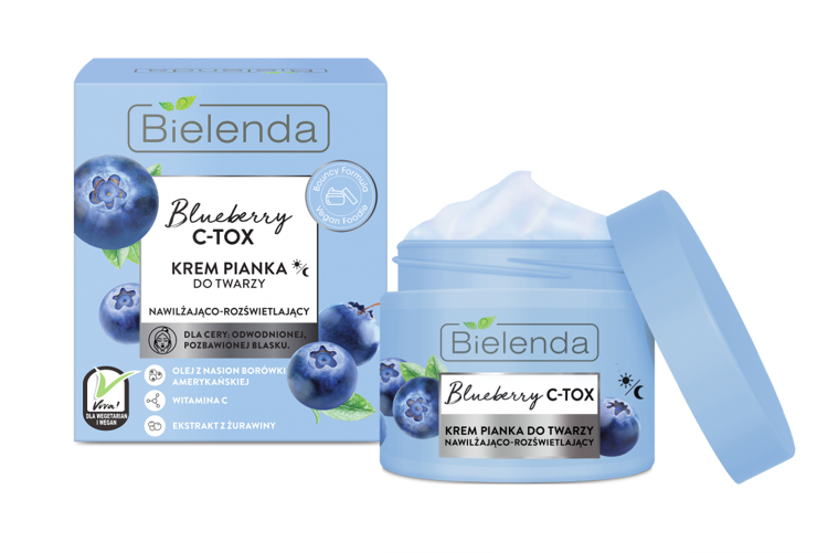 Bielenda Blueberry C Tox Krem  Pianka Nawilżająco Rozświetlający 40g