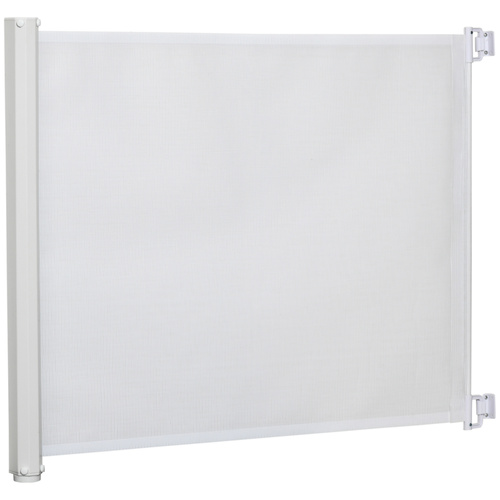 PawHut Retractable Stair Gate,  Dog Pet Barrier, for Doorway, Staircase, Hallway - White