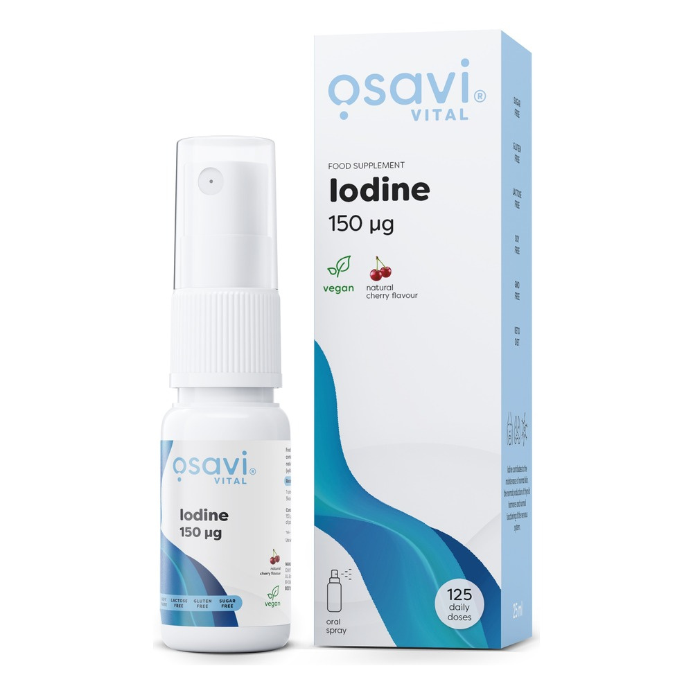 Osavi Jod w Sprayu Doustnym 150mcg o smaku Wiśniowym Na Tarczycę i Funkcje Poznawcze 25ml