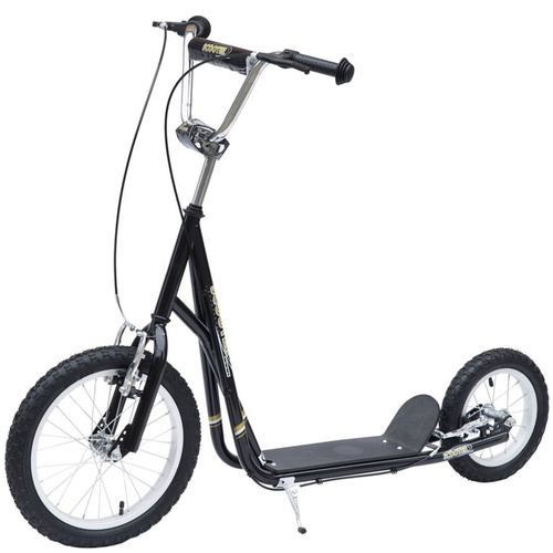 HOMCOM Kids Scooter, Teen Kick Scooter with Rubber Wheels, 16" Front Wheel, Height Adjustable Handlebar, Dual Brakes, Kick Stand, for 5+ Years, Black