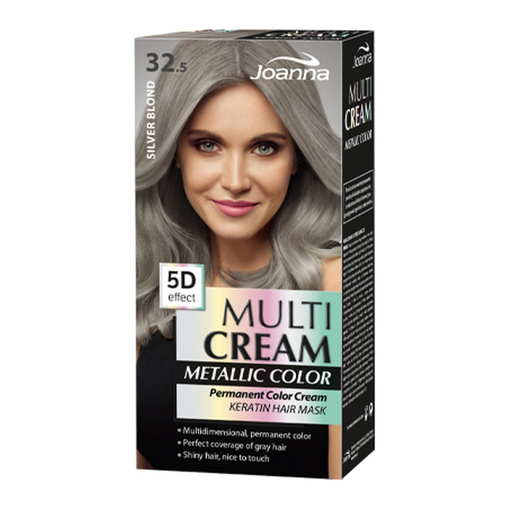 Joanna Multi Cream Color Farba do Włosów z Efektem 5D z Długotrwałym Efektem Nr 32.5 Srebrny Blond 1 Sztuka