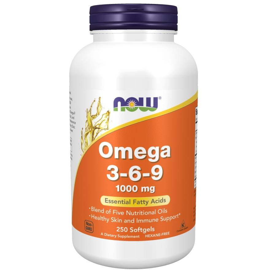 Now Foods Omega 3-6-9 1000mg Wspiera Pracę Układu Sercowo-Naczyniowego 250 Kapsułek