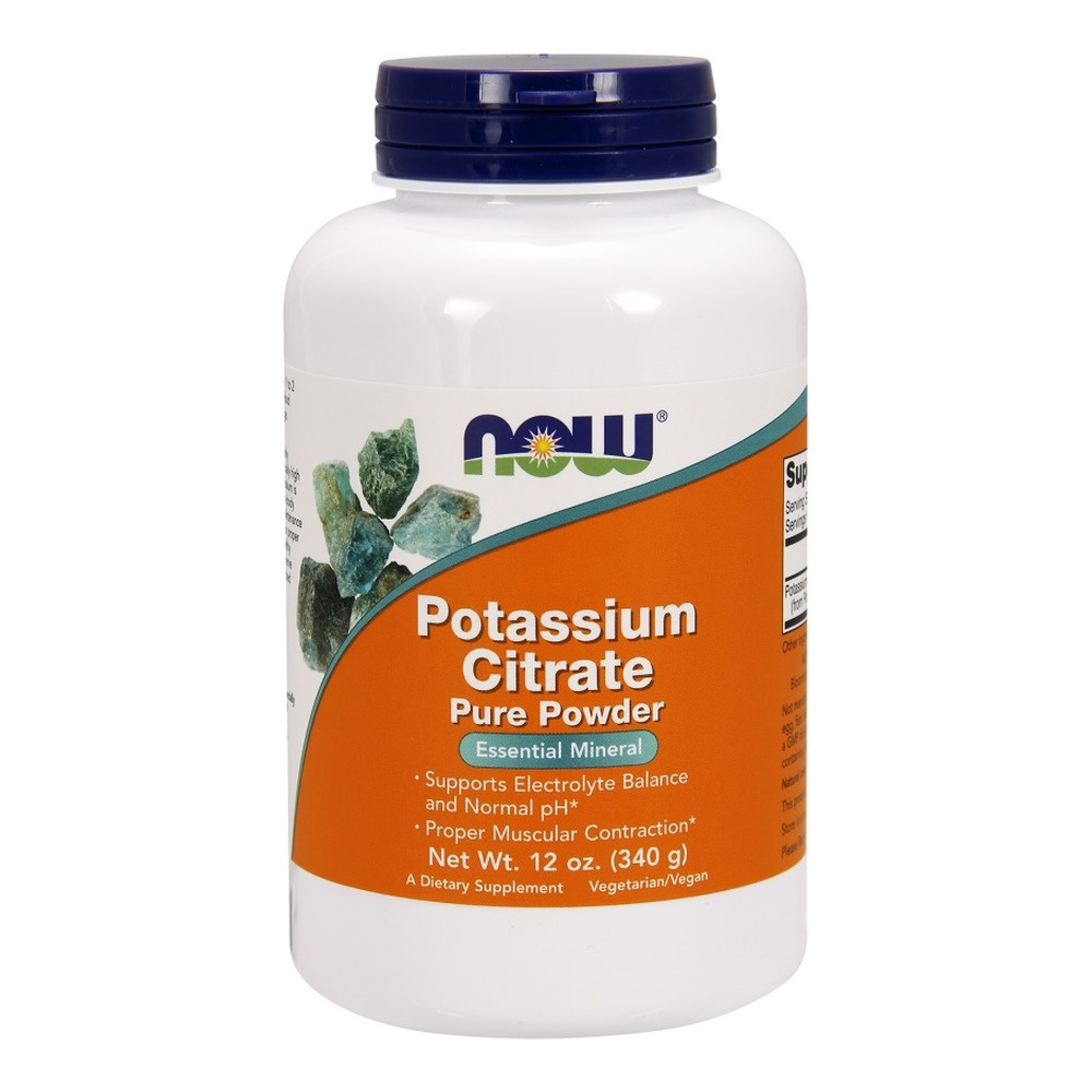 Now Foods Potassium Citrate Pure Powder Cytrynian Potasu Puder Wspomaga Skurcze Mięśni 340g