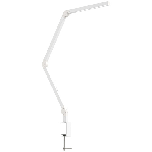 HOMCOM LED Desk Lamp, Dimmable Desk Light with Swing Arm and Clamp, Adjustable Eye-Caring Table Lamp with 2 Colour Modes & 5 Brightness Levels for Study, Drawing, Office, Architect, Task, White