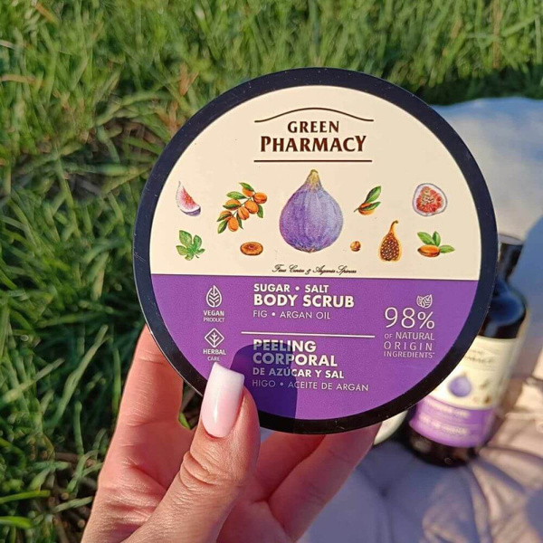 Green Pharmacy Cukrowo-Solny Peeling do Ciała Figa i Olej Arganowy 200ml