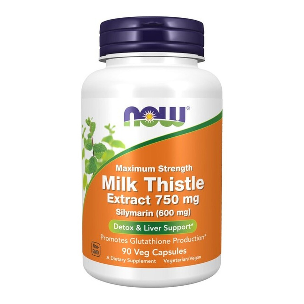 NOW Foods Milk Thistle Extract 750 mg Maksymalne Wsparcie dla Zdrowej Wątroby 90 Kapsułek