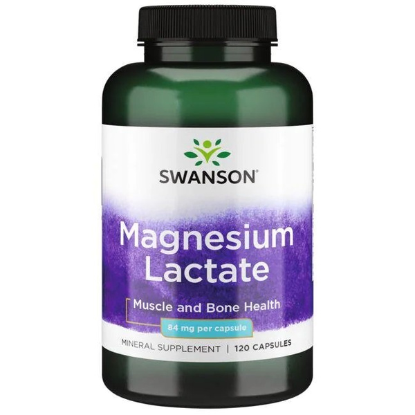Swanson Magnesium Lactate 84mg Mleczan Magnezu 120 Kapsułek