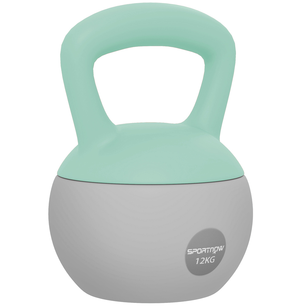 SPORTNOW 12KG Soft Kettlebell, Kettlebell with Non-Slip Handle for Home Gym, Weight Lifting, Strength Training, Green/Grey