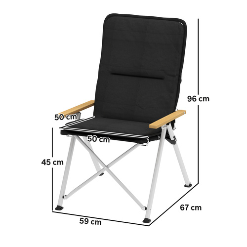 Outsunny Portable Camping Chair for Adults, High Back Folding Chair with Padded Seat and Carry Bag, Outdoor Recliner for Hiking, Fishing, Beach and Picnic, Black