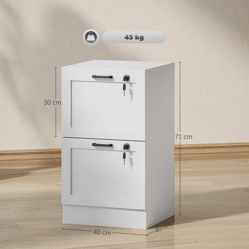 HOMCOM 2-Drawer Filing Cabinet with Lock - White