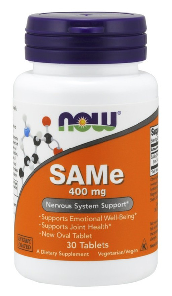 NOW Foods SAMe 400mg Na Dobre Samopoczucie i Zdrowe Stawy 30 Tabletek