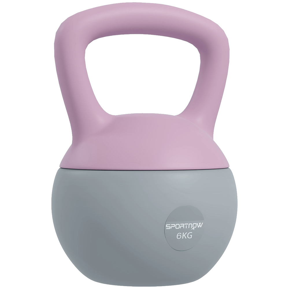 SPORTNOW 6KG Soft Kettlebell, Kettle Bell with Non-Slip Handle for Home Gym, Weight Lifting, Strength Training, Purple/Grey