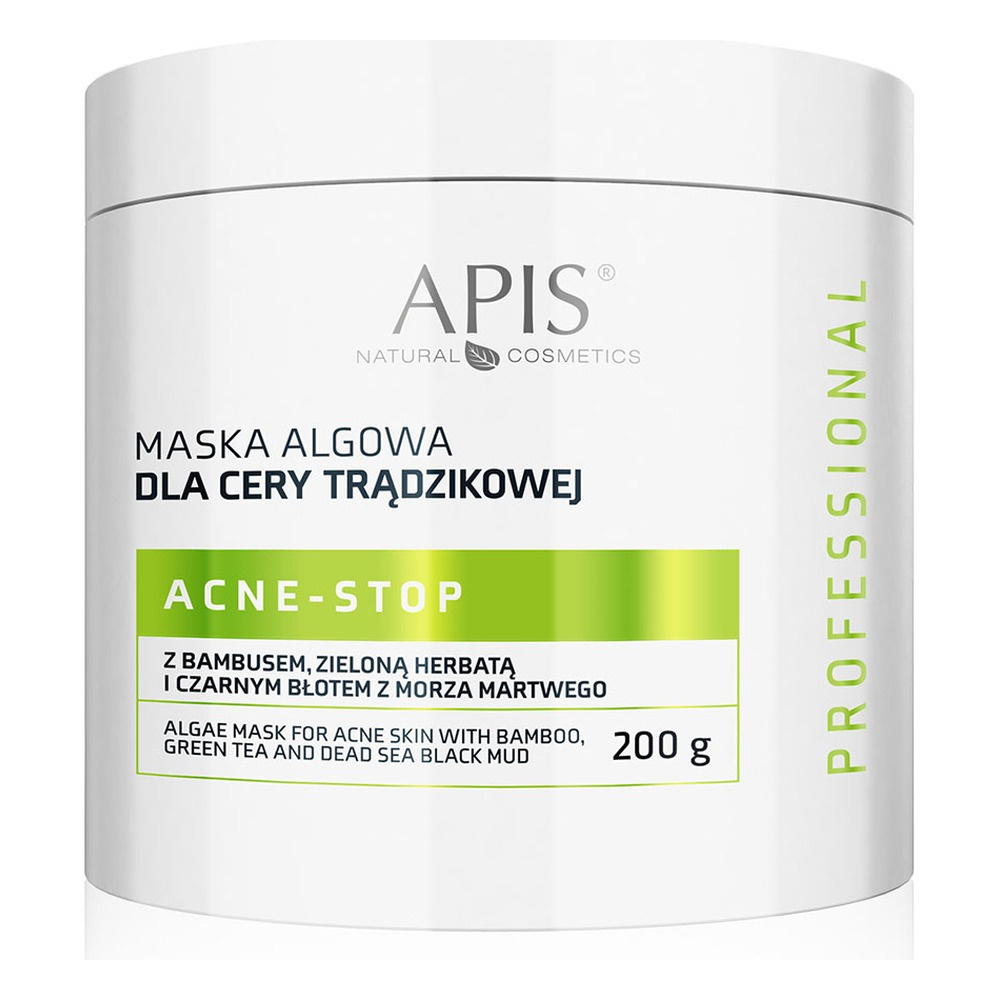 Apis Professional Acne Stop Maska Algowa z Bambusem Zieloną Herbatą i Czarnym Błotem z Morza Martwego dla Cery Trądzikowej  200g