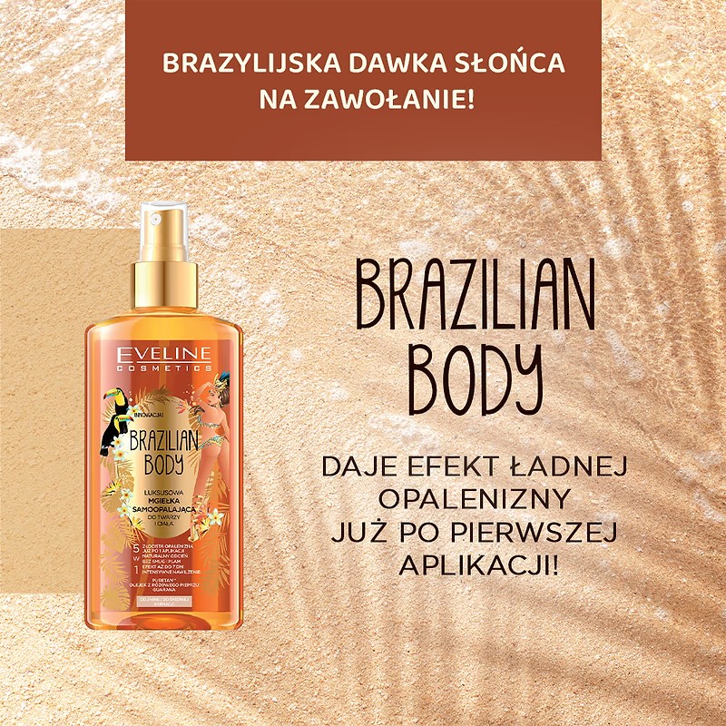 Eveline Brazilian Body 5in1 Luxurious Self Tanning Mist for Face and Body 150ml