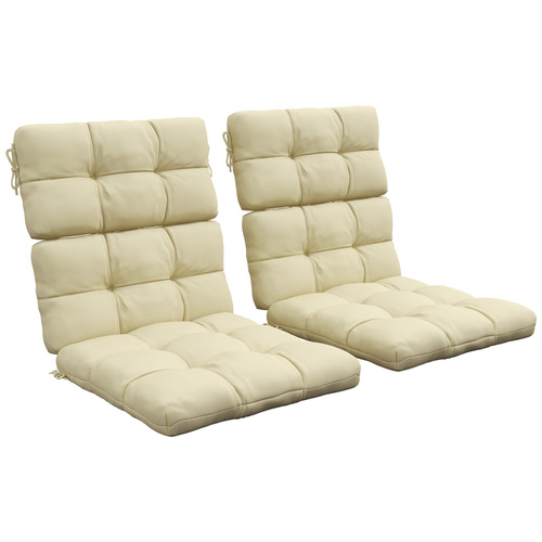 Outsunny 2-Piece Seat Cushion Replacement with Backrest, Garden Patio Chair Cushions Set with Ties, Beige