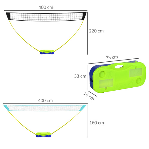 SPORTNOW Portable Badminton Net Set w/ Volleyball Net, Rackets, Shuttlecocks