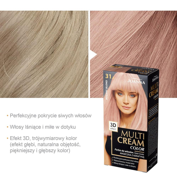 Joanna Multi Cream Color 3D Effect Hair Dye with Long-Lasting Effect No. 31.5 Rose Blonde 1 Piece