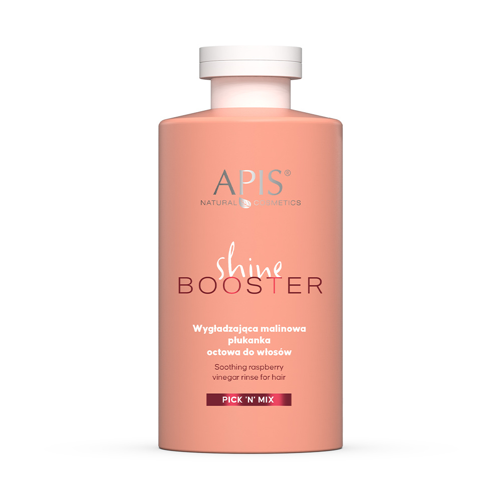 Apis Pick'N'Mix Shine Booster Soothing Raspberry Vinegar Rinse for Fizzy Dry Rough Hair 300ml