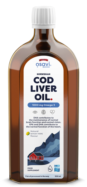 Osavi Norweski Tran z Wątroby Dorsza 1000mg Omega 3 500 ml Wsparcie Odporności i Serca