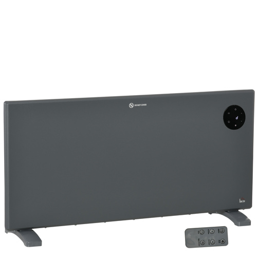 HOMCOM 2000W Electric Convector Heater, Freestanding or Wall Mounted, Space Heater with Adjustable Thermostat, Timer, Grey