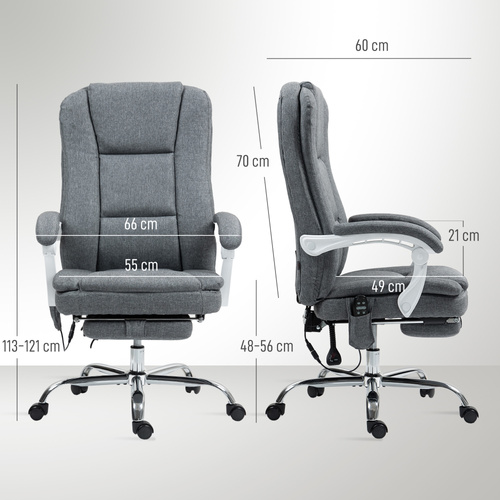 HOMCOM Six-Point Office Massage Chair, with Heat - Grey