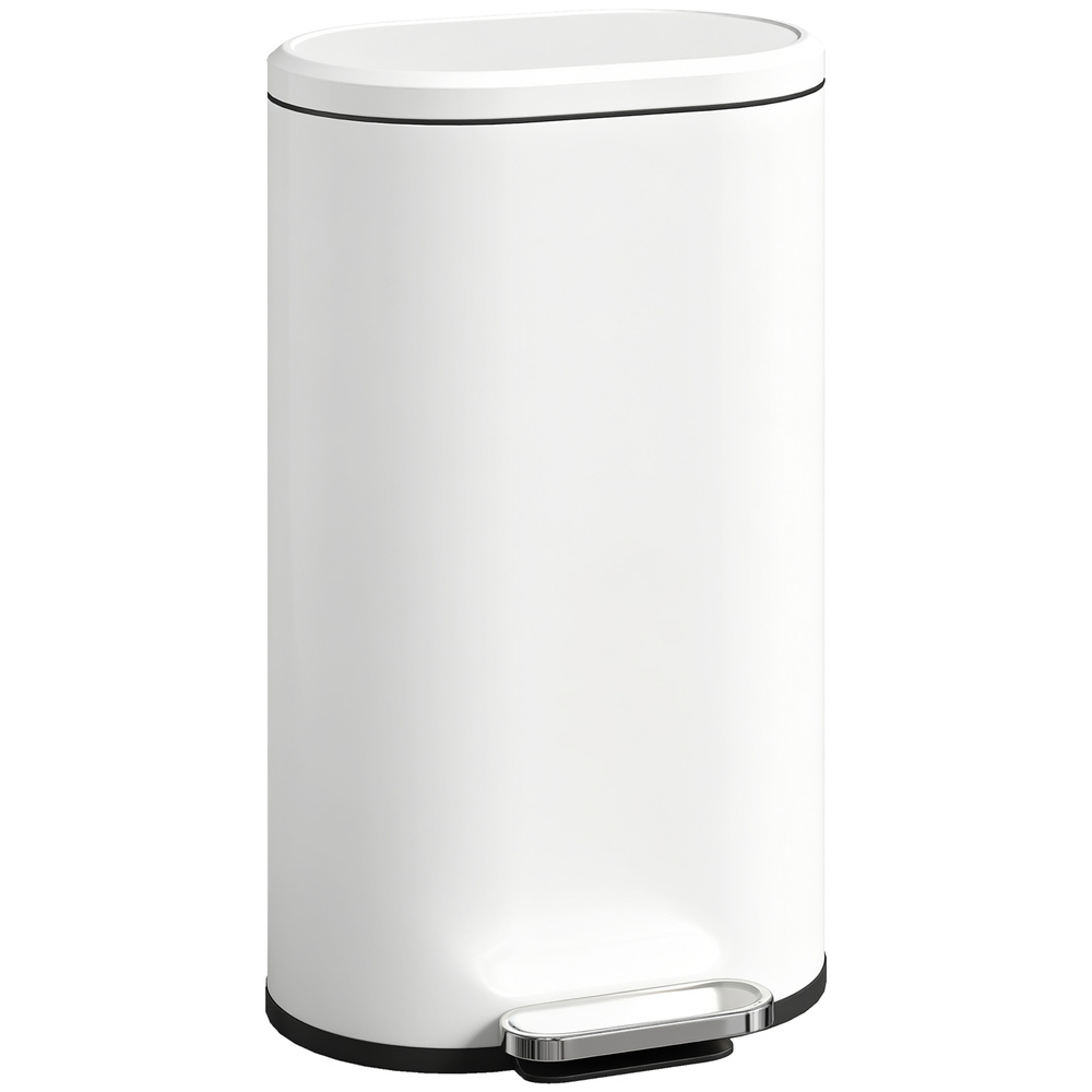 HOMCOM 30 L Modern Curved Kitchen Bin - Cream