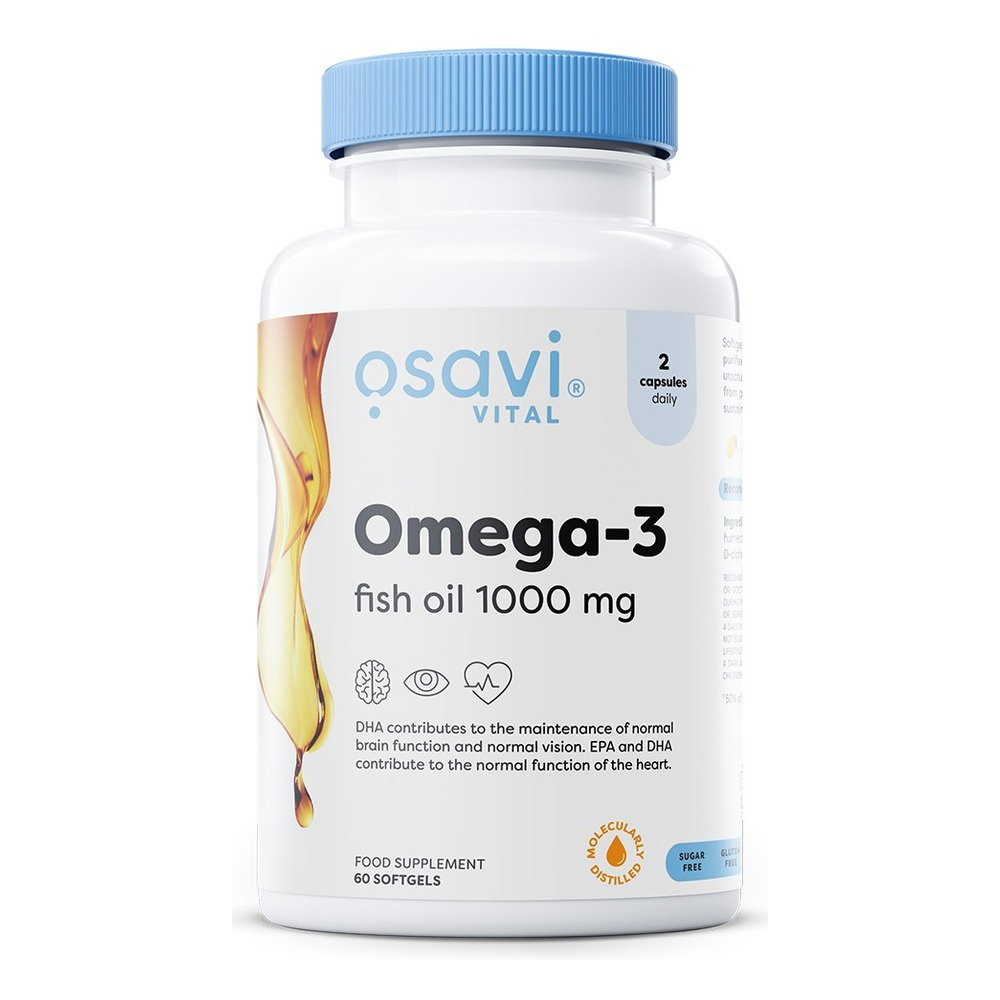 Osavi Olej Rybi Omega-3 1000mg Destylowany Molekularnie Cytrynowy 60 Kapsułek