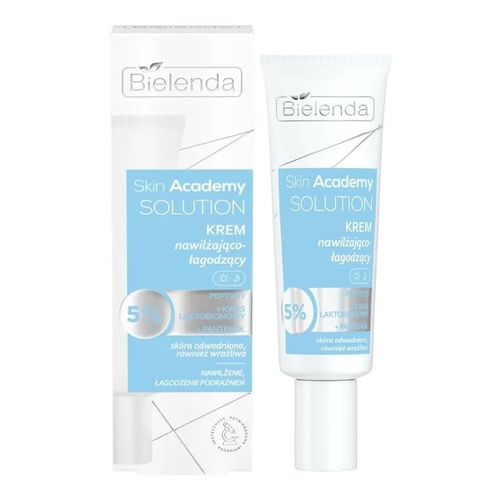 Bielenda Skin Academy Solution Moisturizing - Soothing Cream 5% Peptides with Lactobionic Acid and Panthenol for Dehydrated and Sensitive Skin for Day and Night 50ml