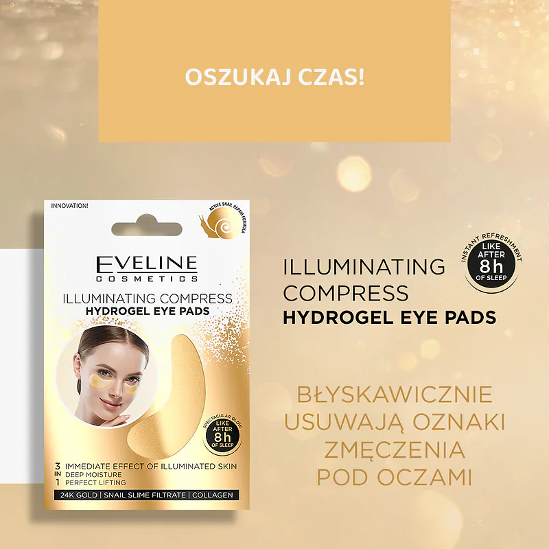 Eveline Gold Illuminating and Moisturizing Compress Hydrogel Eye Pads 3in1