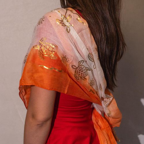 Nomad Sari Summer Turtle Print Scarf - Coral (180x50cm)
