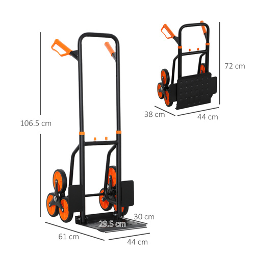 DURHAND Six-Wheel Folding  Sack Barrow Trolley - Black/Orange